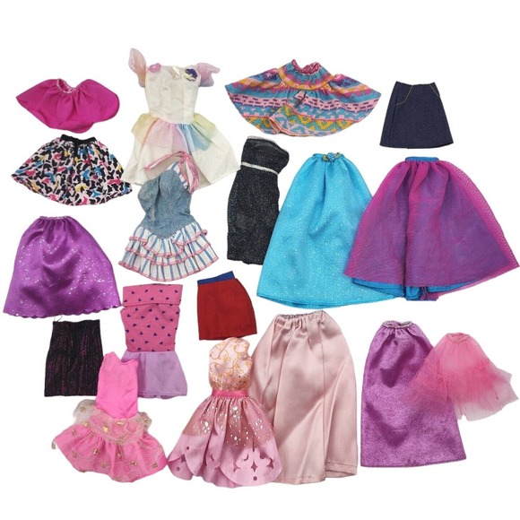 Barbie | Toys | Vintage Barbie Clothing Lot Skirts Dresses 8s 90s Pink Purple Sparkle 8 Piece
